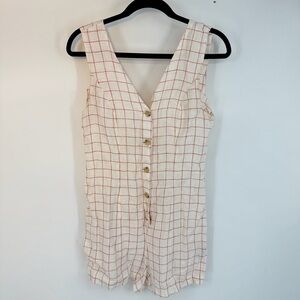 Paloma Wool Sleeveless V Neck Plaid Button-Down Summer Romper